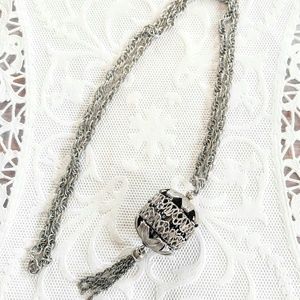 SPECTACULAR ORB Vintage Silver Necklace-Tassels
